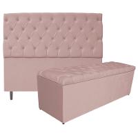 Kit Cabeceira e Calçadeira 195 Cm King Size Suede Rosê - 1