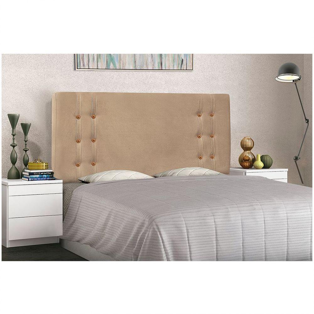 Cabeceira Gênova Para Cama Box Queen 160 Cm Suede - D'rossi Cor Bege - 4