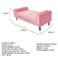 Cabeceira Lady e Recamier Félix 140 Cm Casal Suede Rosa Bebê - 5
