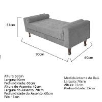 Kit Cabeceira Lady e Recamier Félix 90 Cm Corano Cinza - 5