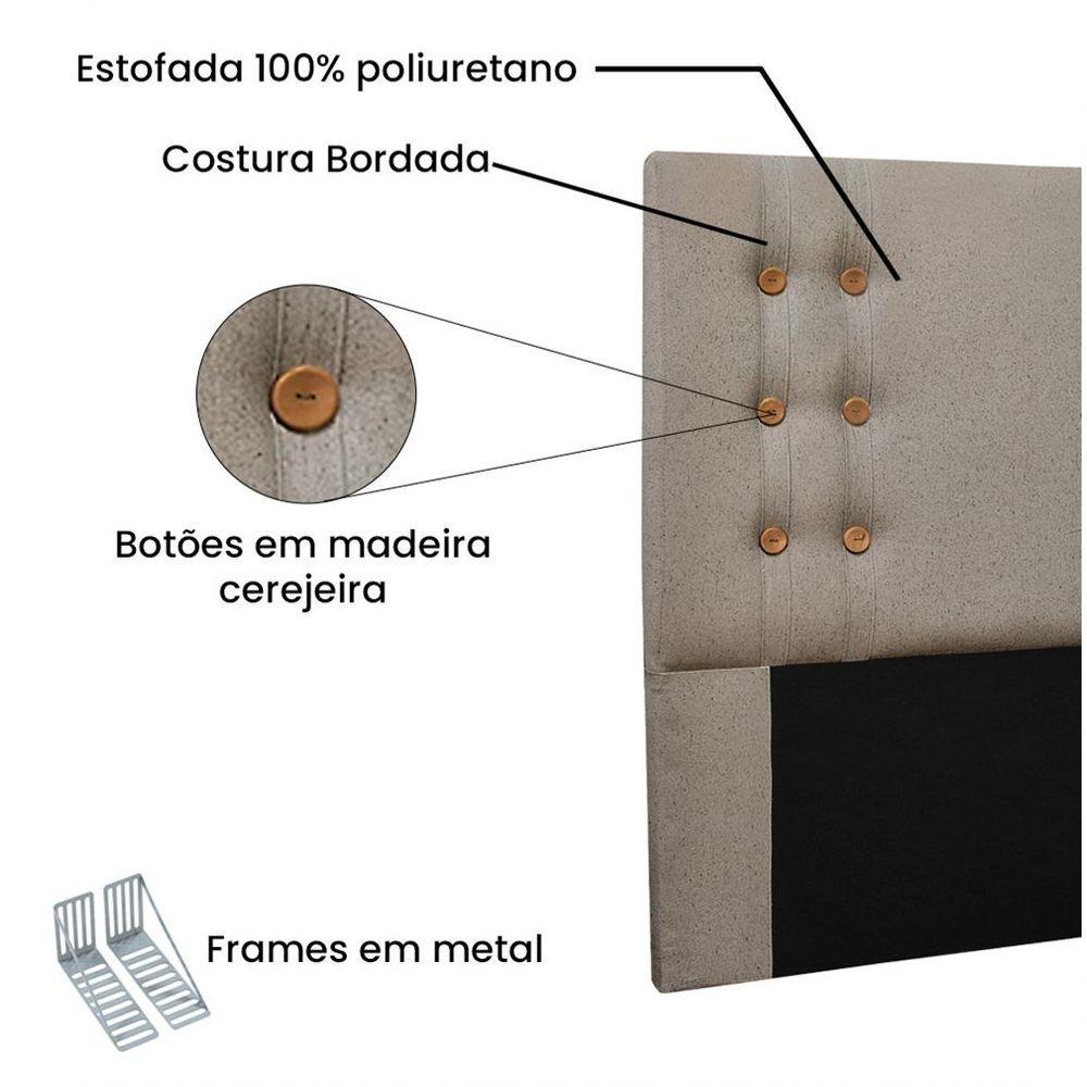 Cabeceira Gênova Para Cama Box King 195 Cm Linho - D'rossi Cor Areia - 3