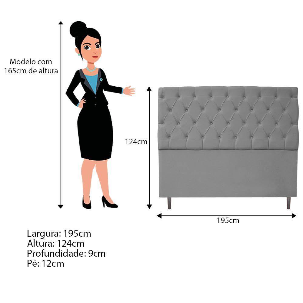 Kit Cabeceira e Calçadeira 195 Cm King Size Suede Cinza - 2