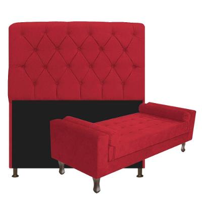 Cabeceira Lady e Recamier Félix 140 Cm Casal Suede Vermelho