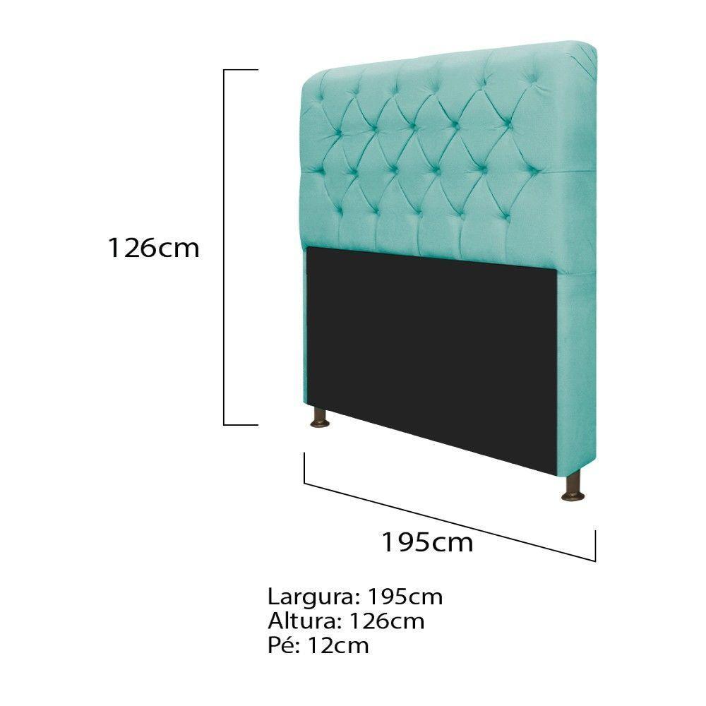 Cabeceira Lady e Recamier Ari 195 Cm King Size Azul Tiffany - 3