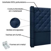 Cabeceira Vicenza Cama Box Queen 160 Cm Suede Azul Marinho - 3