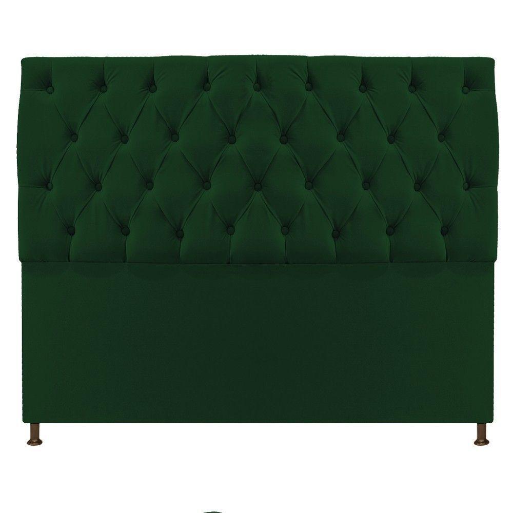 Cabeceira Sofia 140 Cm Casal Suede Verde - 1