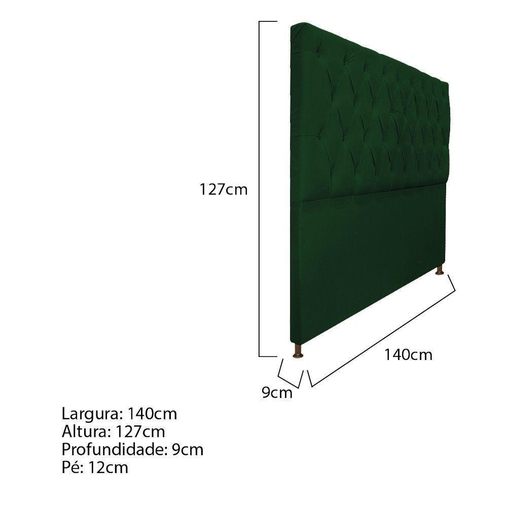 Cabeceira Sofia 140 Cm Casal Suede Verde - 4
