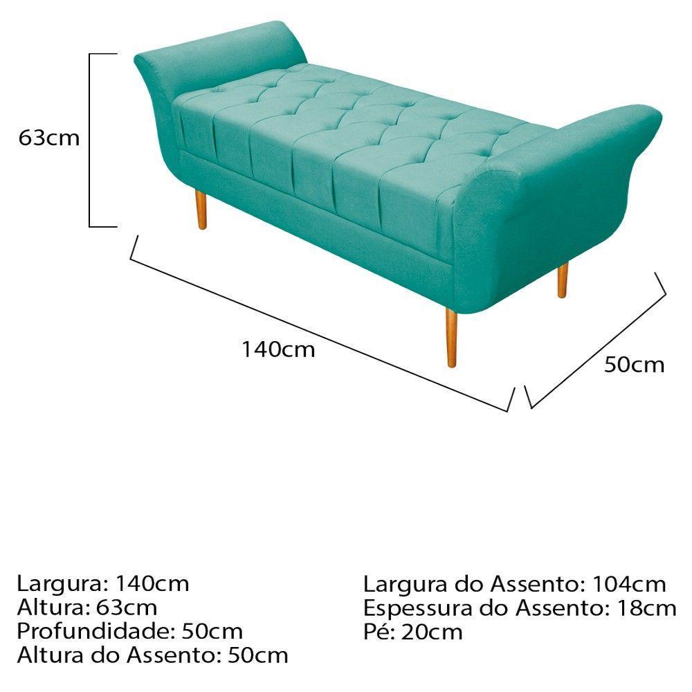 Cabeceira Lady e Recamier Ari 140Cm Casal Suede Azul Tiffany - 4