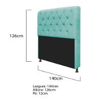 Cabeceira Lady e Recamier Ari 140Cm Casal Suede Azul Tiffany - 2