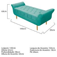 Cabeceira Lady e Recamier Ari 140Cm Casal Suede Azul Tiffany
