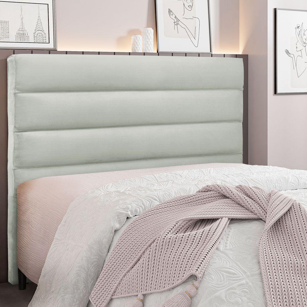 Cabeceira Queen 1,60m La Italiana Veludo Cinza Prata - 4