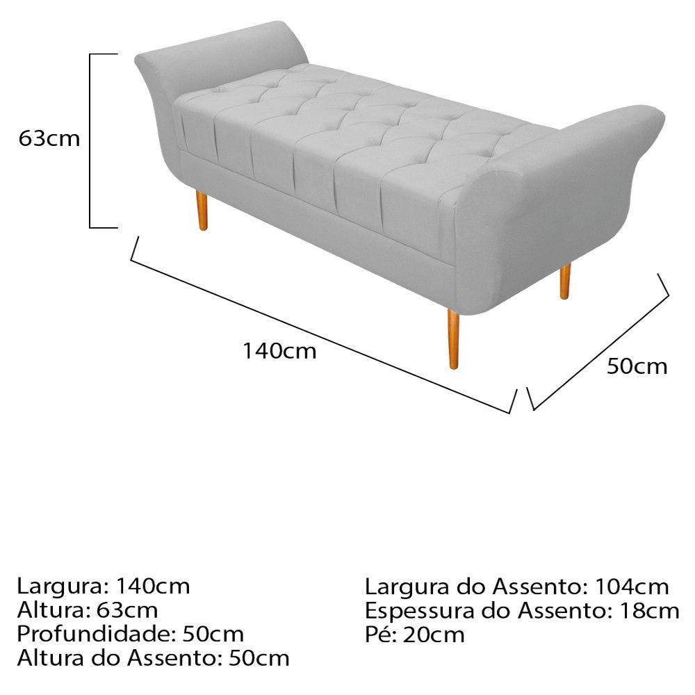 Kit Cabeceira Lady e Recamier Ari 140 Cm Casal Suede Branco - 4