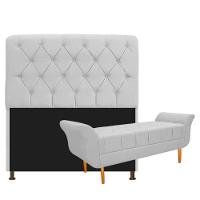 Kit Cabeceira Lady e Recamier Ari 140 Cm Casal Suede Branco - 1