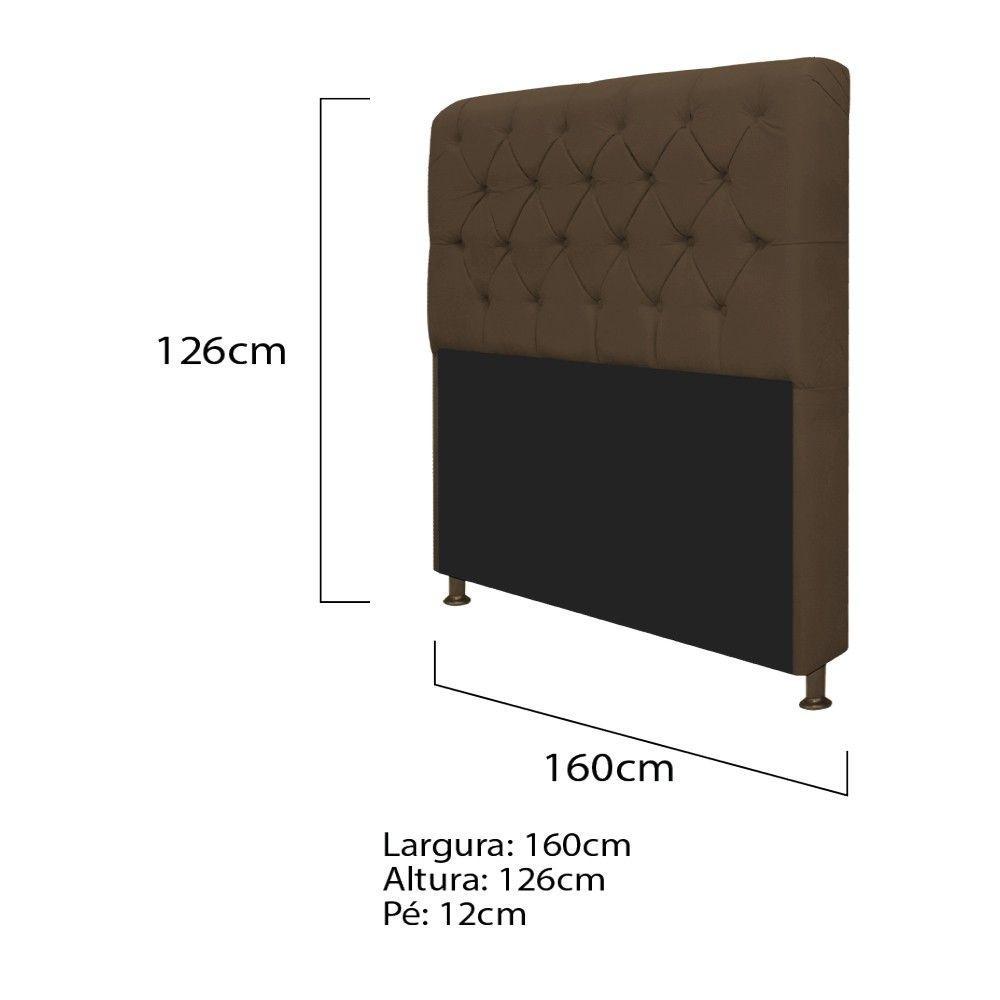 Cabeceira Lady e Recamier Ari 160Cm Queen Size Suede Marrom - 2