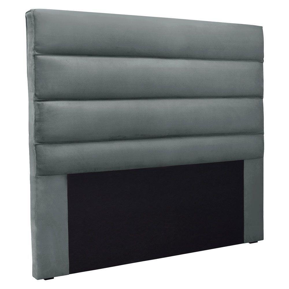 Cabeceira Casal 1,40m La Italiana Veludo Cinza Chumbo - Pallazio - 1
