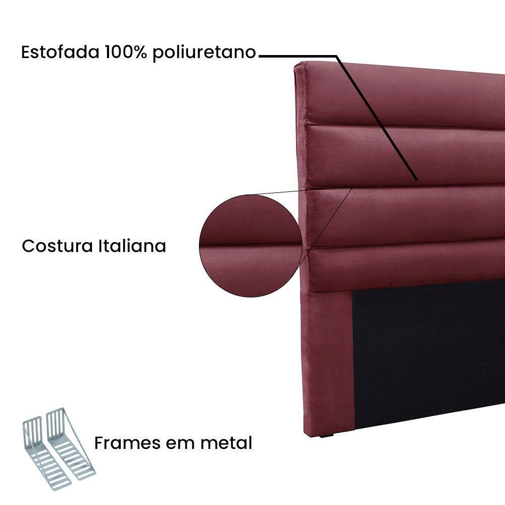 Cabeceira Queen 1,60m La Italiana Veludo Vinho - Pallazio - 3