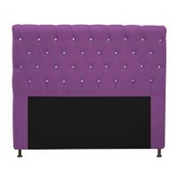 Cabeceira Cristal 195cm King Size com Strass Suede Roxo - 1
