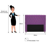 Cabeceira Cristal 195cm King Size com Strass Suede Roxo - 2