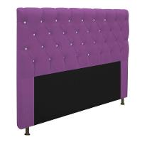 Cabeceira Cristal 195cm King Size com Strass Suede Roxo - 3