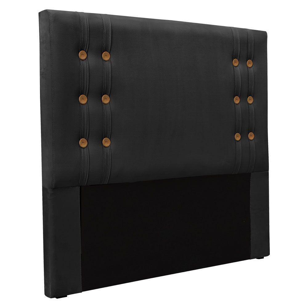 Cabeceira Casal 1,40m Genova Veludo Preto Pallazio - 1