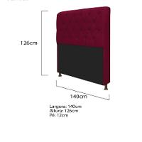 Cabeceira Lady e Recamier Félix 140 Cm Casal Suede Bordô - 3