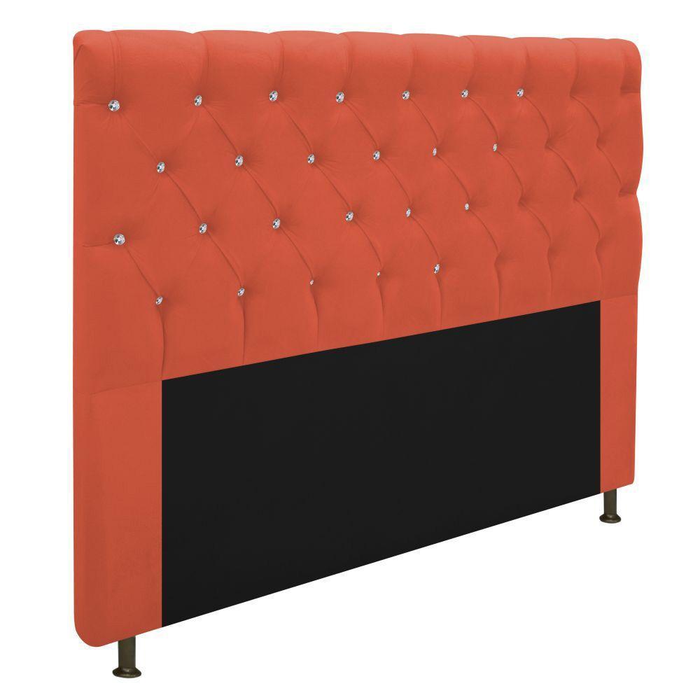 Cabeceira Cristal 195cm King Size com Strass Suede Terracota - 3