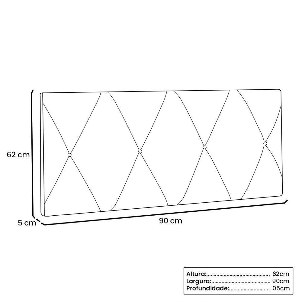 Cabeceira Aquilla Cama Box Solteiro 90Cm Suede Cinza - 2
