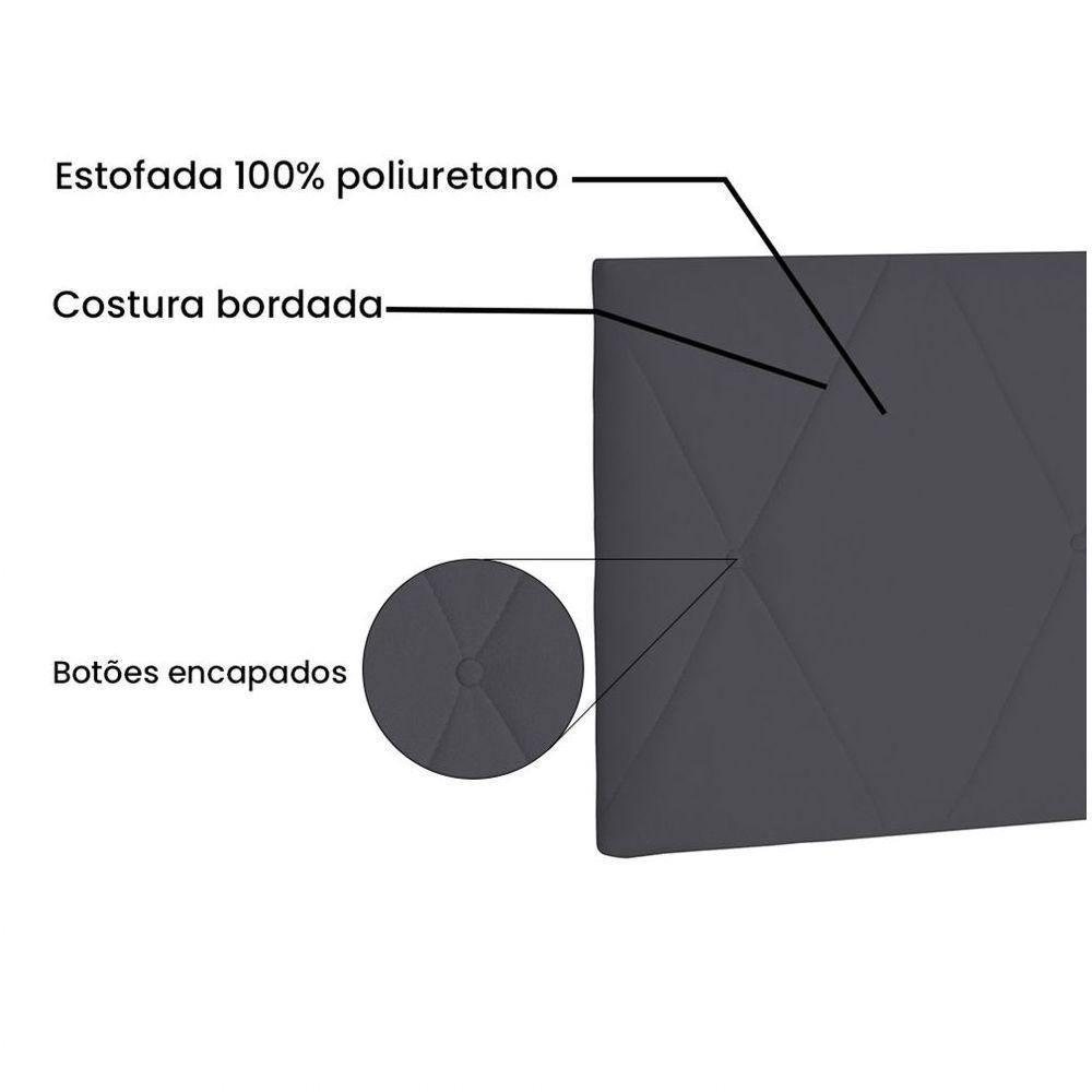Cabeceira Aquilla Cama Box Solteiro 90Cm Suede Cinza - 3