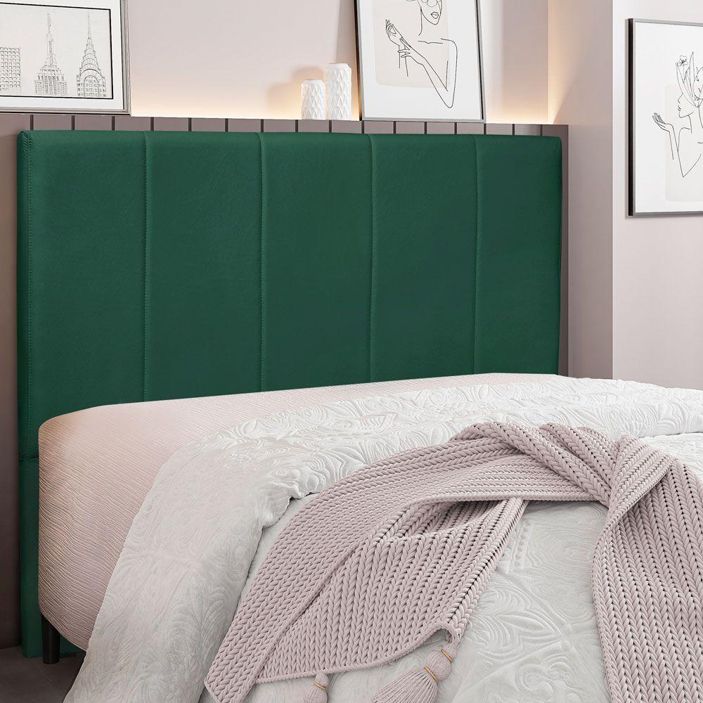 Cabeceira Casal 1,40m Ravenna Veludo Verde Floresta - 4