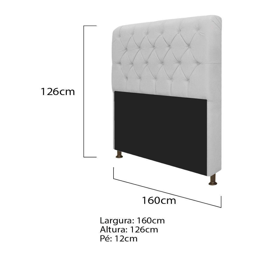 Cabeceira Lady e Recamier Ari 160Cm Queen Size Suede Branco - 3