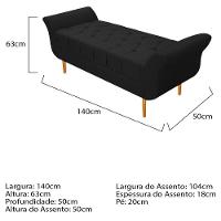 Kit Cabeceira Lady e Recamier Ari 140 Cm Casal Suede Preto - 5