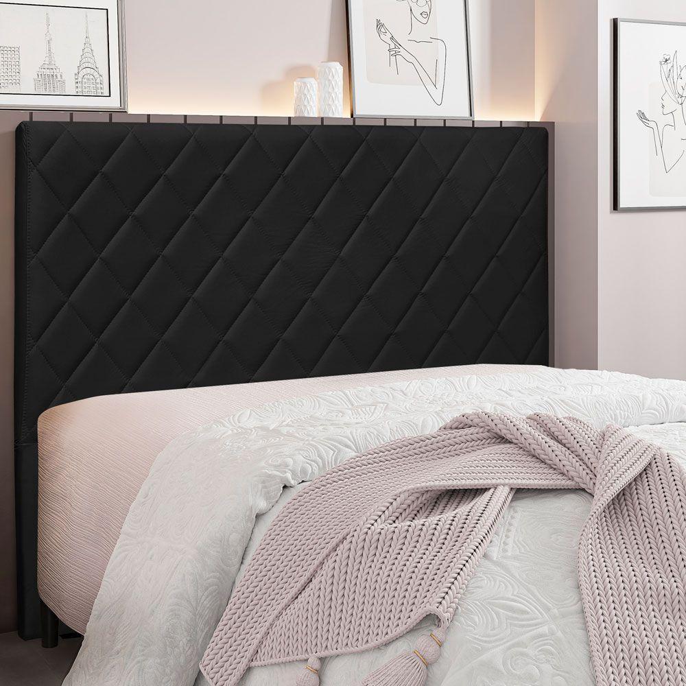 Cabeceira Queen 1,60m Esmeralda Veludo - Pallazio Preto - 4