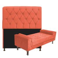 Cabeceira Lady e Recamier Félix 140 Cm Casal Suede Terracota - 1
