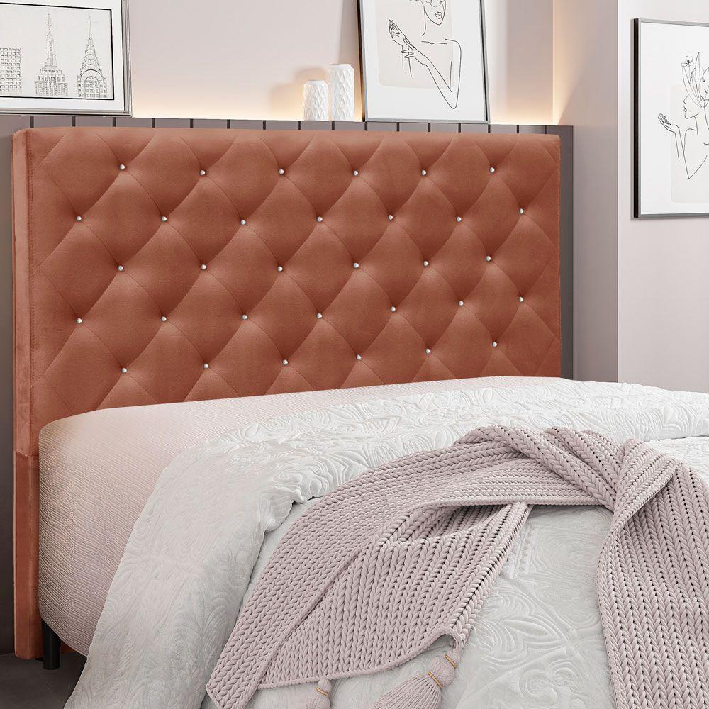 Cabeceira Queen 1,60m Tânia Veludo Cobre - 4