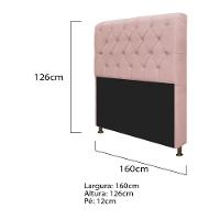 Cabeceira Lady e Recamier Ari 160Cm Queen Size Suede Rosê - 2