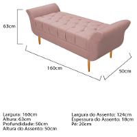 Cabeceira Lady e Recamier Ari 160Cm Queen Size Suede Rosê