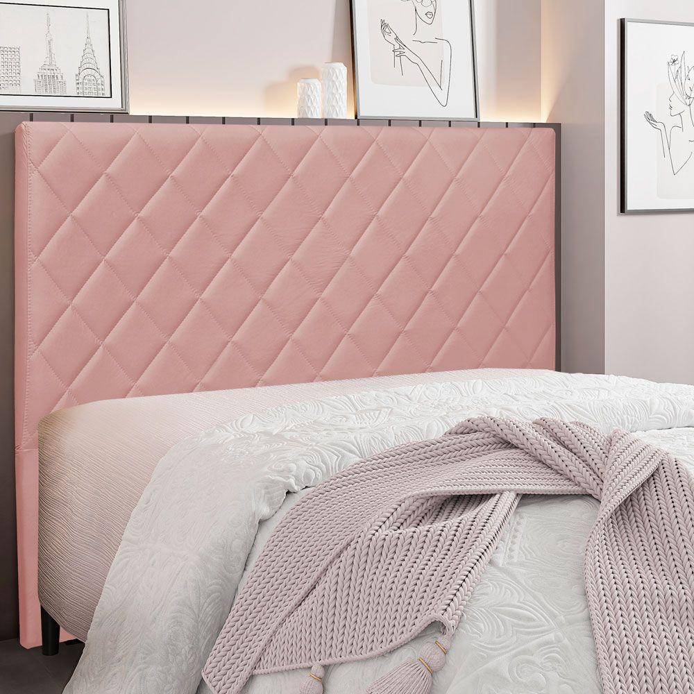 Cabeceira Queen 1,60m Esmeralda Veludo - Pallazio Rosa - 4