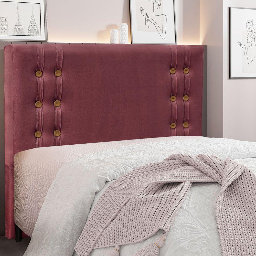 Cabeceira Casal 1,40m Genova Veludo Pallazio Vinho - 4