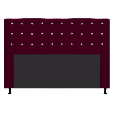 Cabeceira Dama 160Cm Queen Size Com Strass Suede Bordô