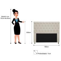 Cabeceira Cristal 160cm Queen Size com Strass Suede Bege - 2