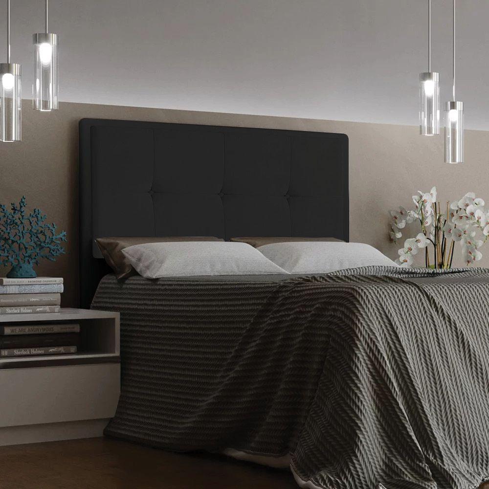 Cabeceira Ametista Cama Box King 195cm Suede Preto - 4