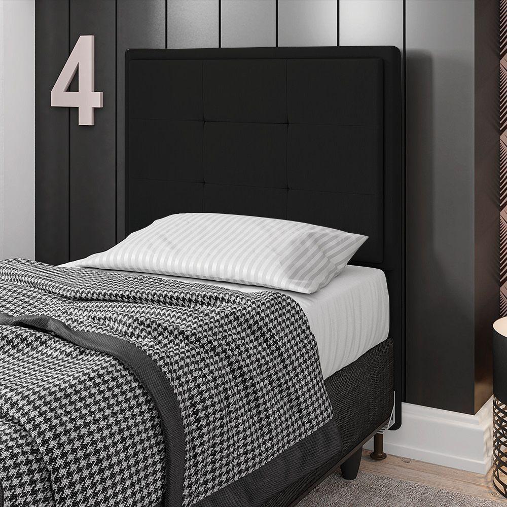 Cabeceira Onix Cama Box Solteiro 90cm Suede Preto - 3