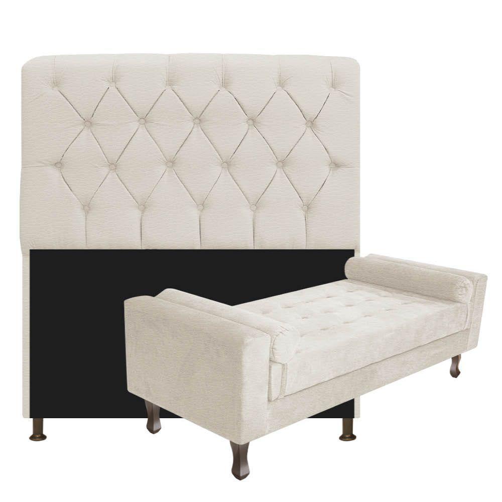 Cabeceira Lady e Recamier Félix 140 Cm Casal Bege - 1
