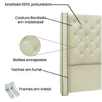 Cabeceira Vicenza Cama Box Solteiro 90Cm Linho Rustico - 3