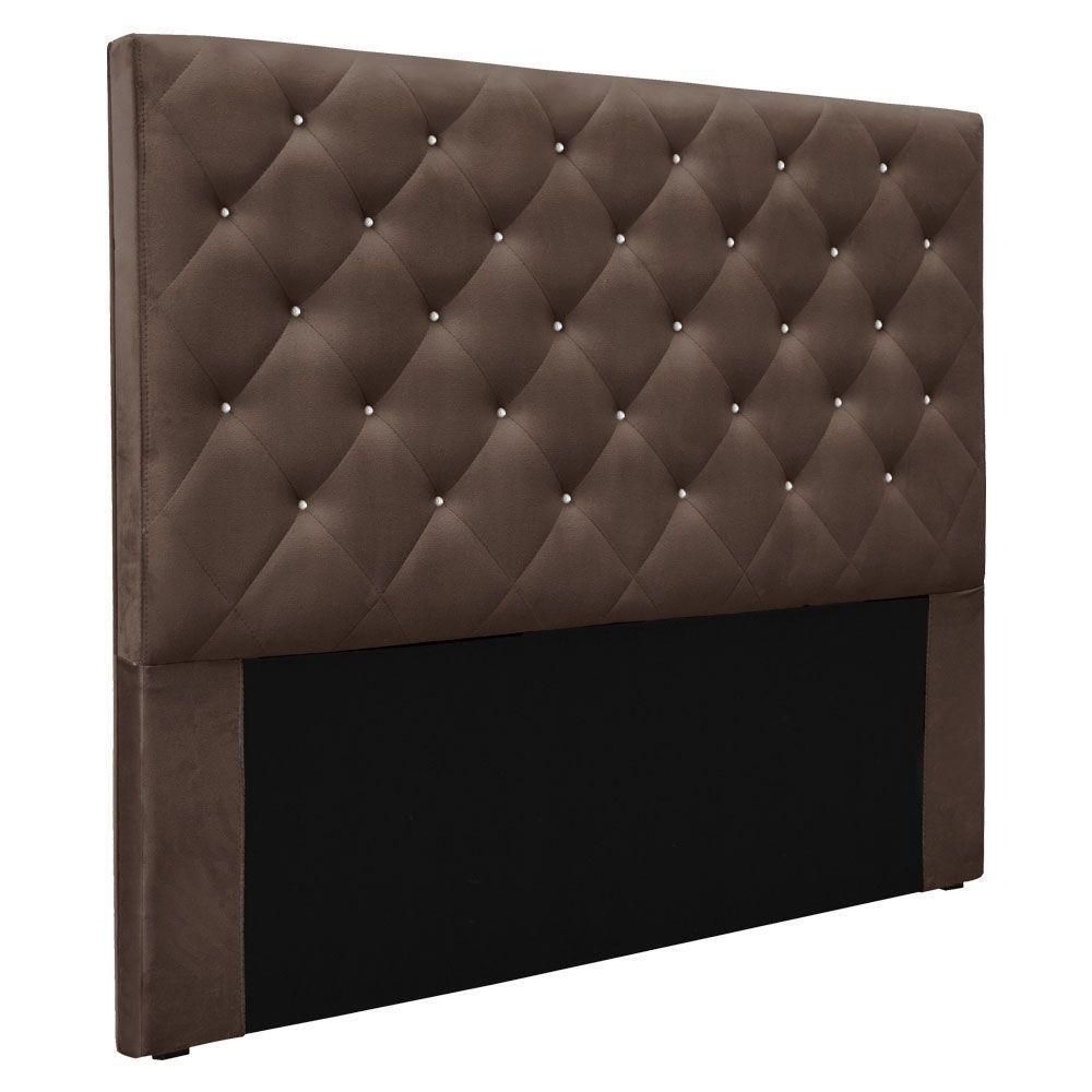 Cabeceira Queen 1,60m Tânia Veludo Marrom - 1