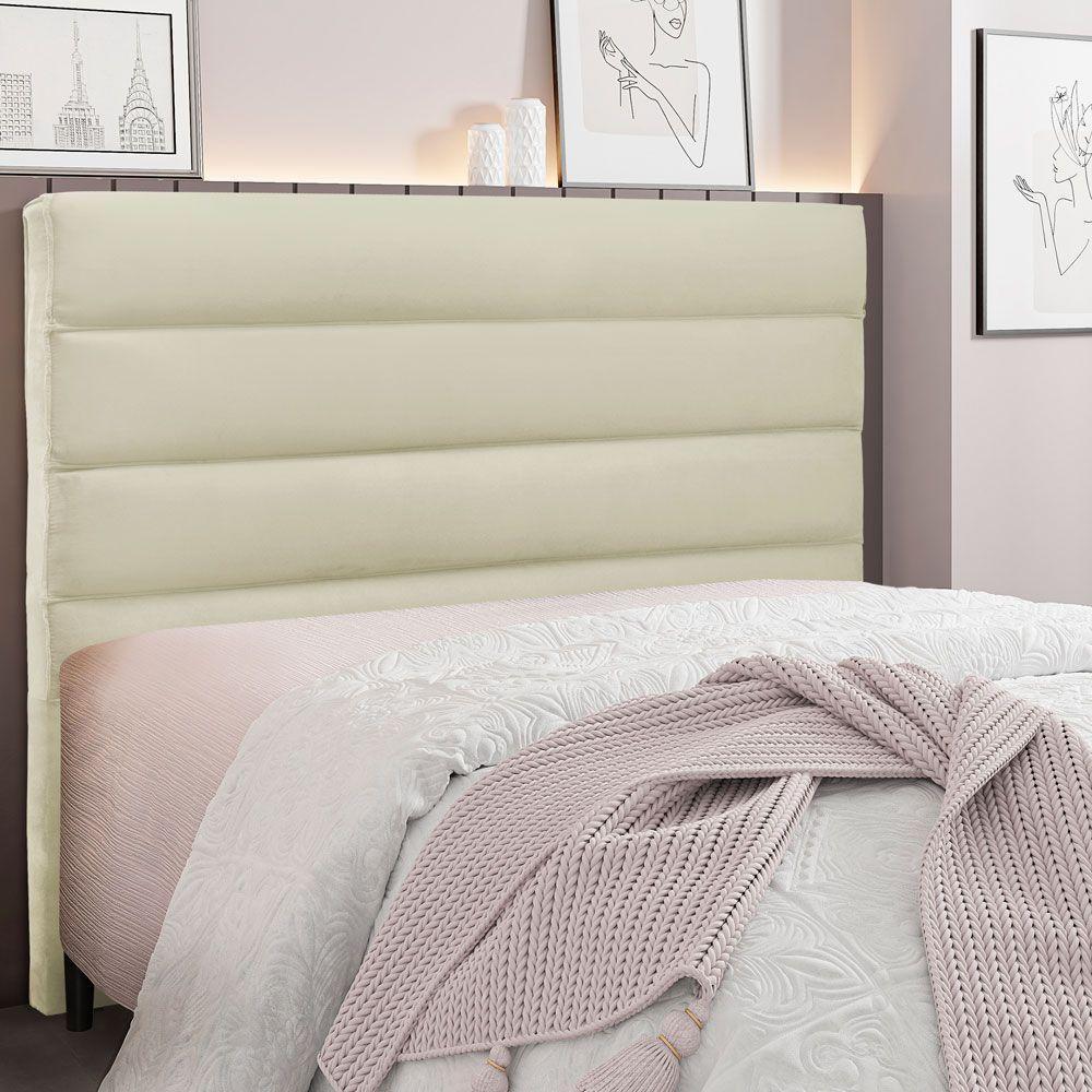 Cabeceira Queen 1,60m La Italiana Veludo Bege - Pallazio - 4