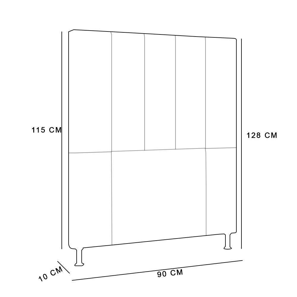 Cabeceira Cama Box Solteiro 90cm Suede Grafite - 2