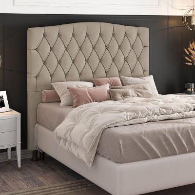 Cabeceira Greta Cama Box King 195cm Suede Bege
