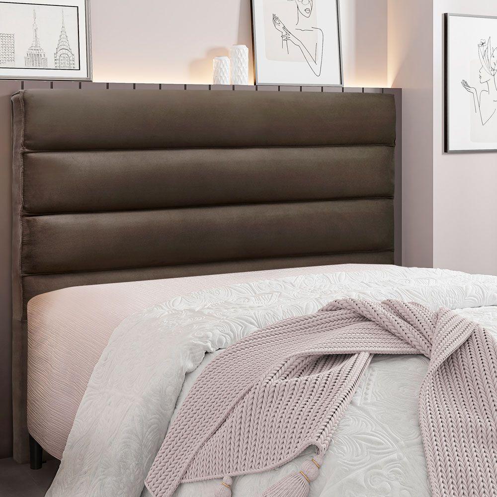 Cabeceira Queen 1,60m La Italiana Veludo Marrom - 4