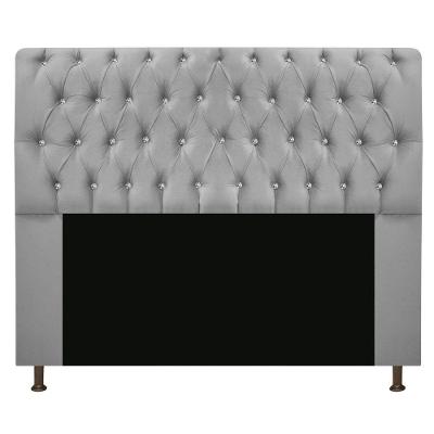 Cabeceira Com Strass 195Cm Queen Size Suede Cinza